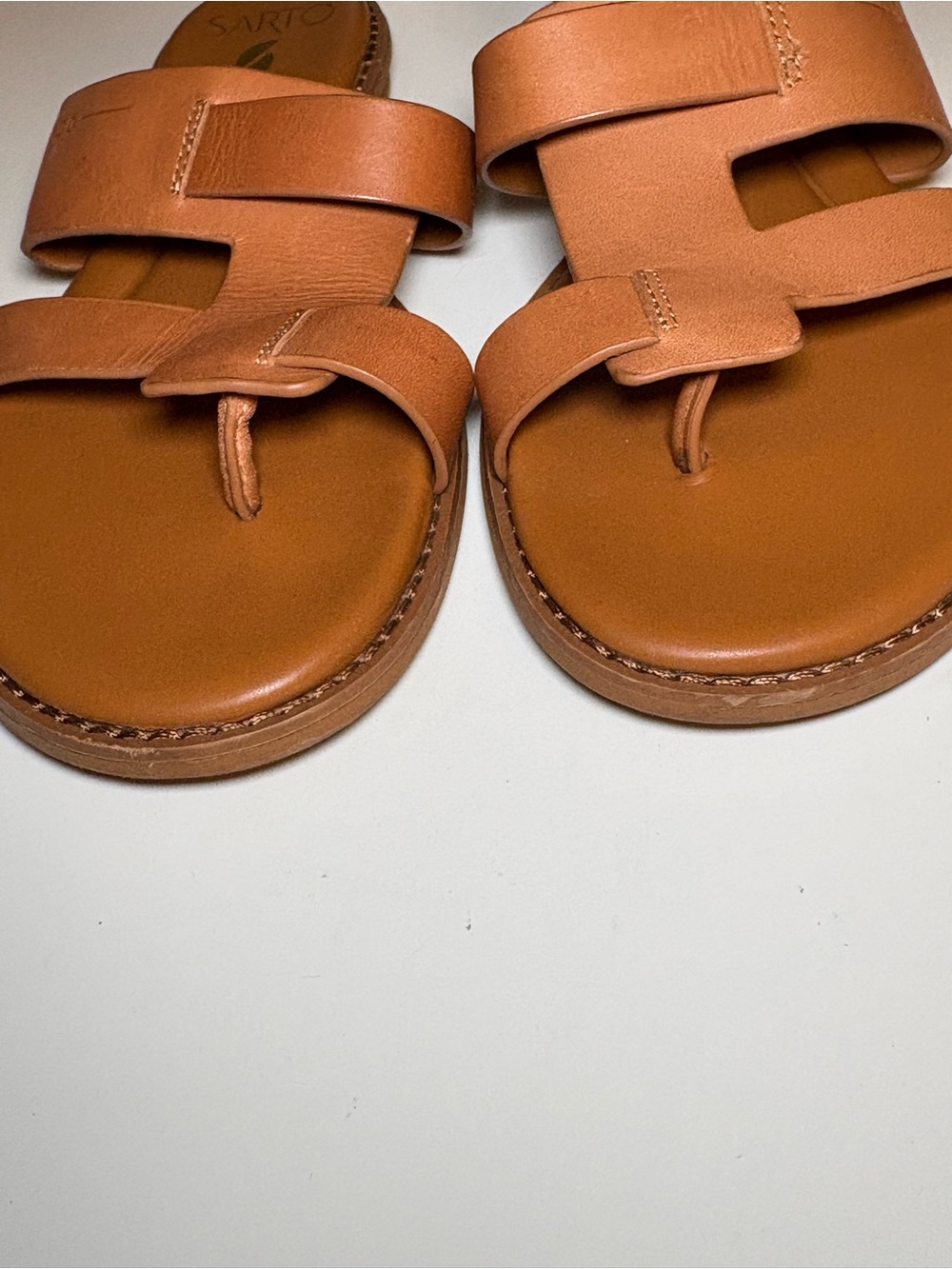 Franco Sarto A-Gretta Leather Sandals Women’s Size 7.5M Cognac Brown - Picture 4 of 15